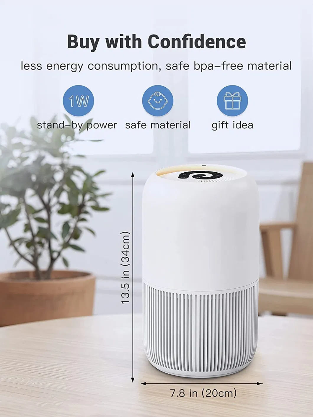 Home Four Filtration Systemair True HEPA Air Purifier with Auto Function 3 Timer Setting for Office